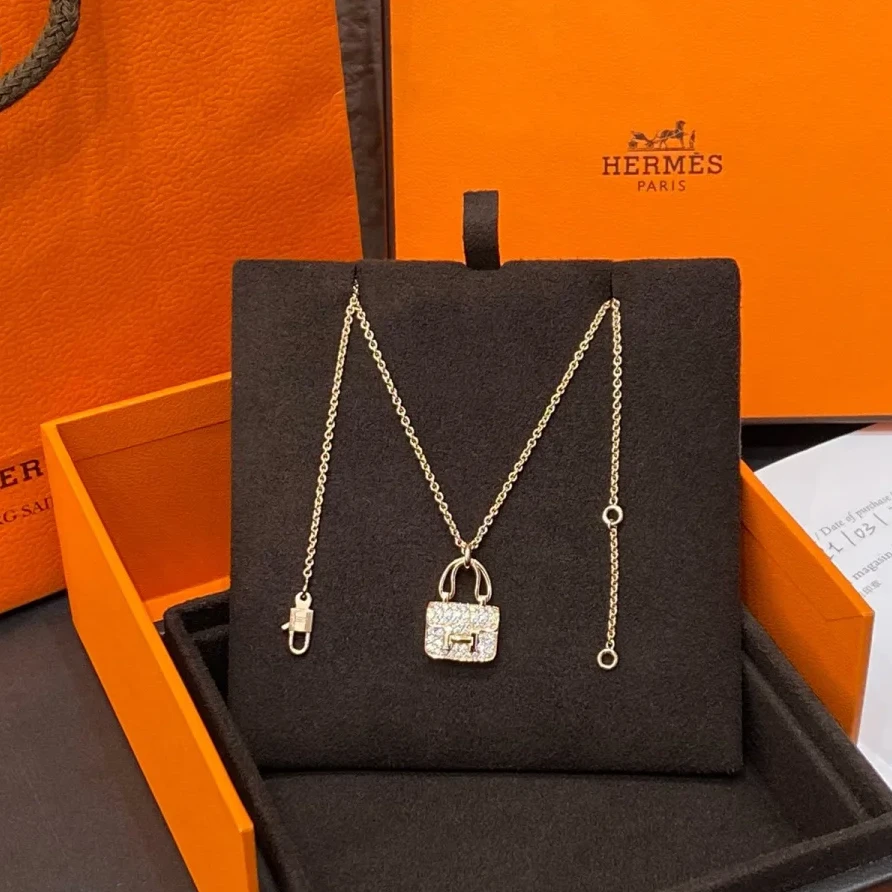 99新 Hermes/爱马仕 活动价【念念】康康 项链 满钻 新扣 玫瑰金