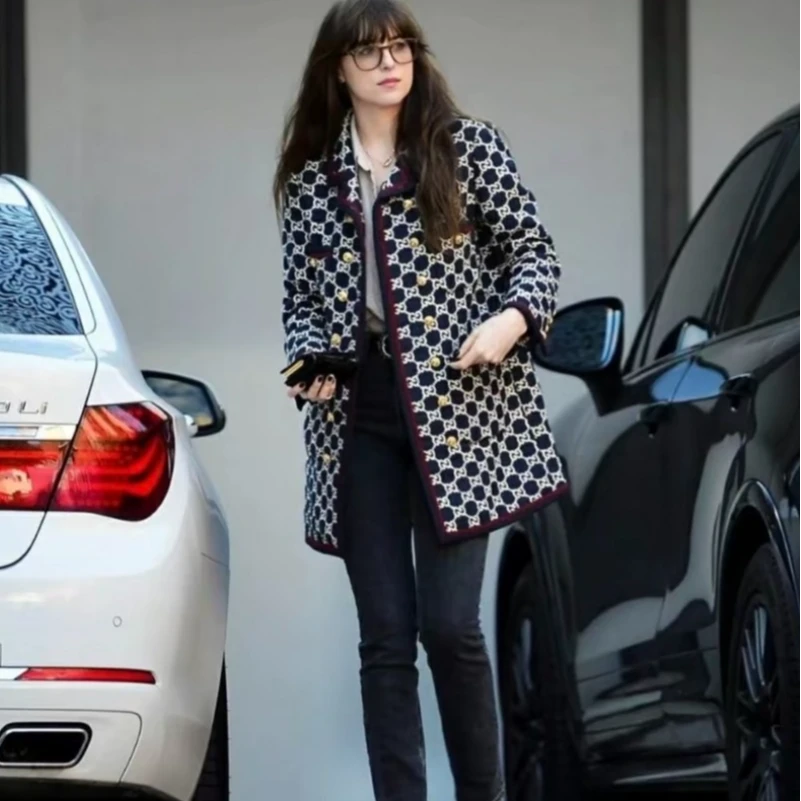 99新 GUCCI/古驰 DW0182 拼色提花满印长袖大衣外套 42码