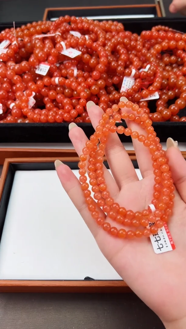 【闪购商品】南红玛瑙长串未镶嵌保山河湾冰红长串 卡6+