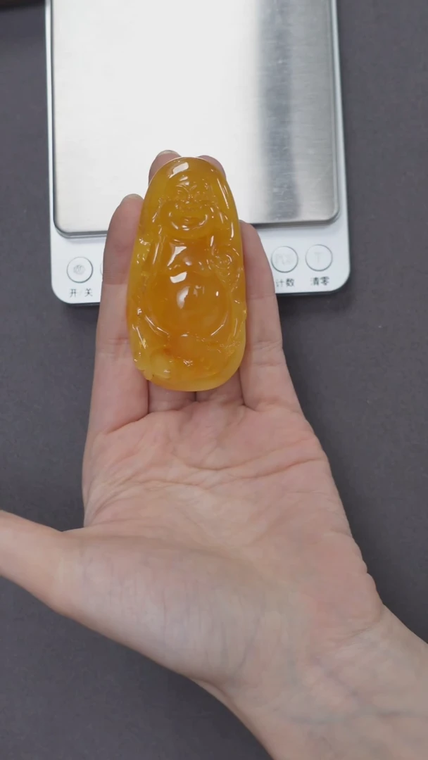 未镶嵌颈饰琥珀王君老师作品-弥勒佛