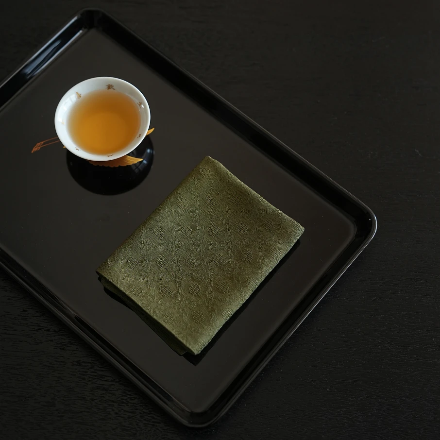 树见造物|菠萝格军绿纯棉提花茶巾四条加紫色 纯棉提花茶巾一条