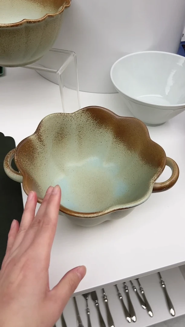 福利款 素泥蓝 双耳碗