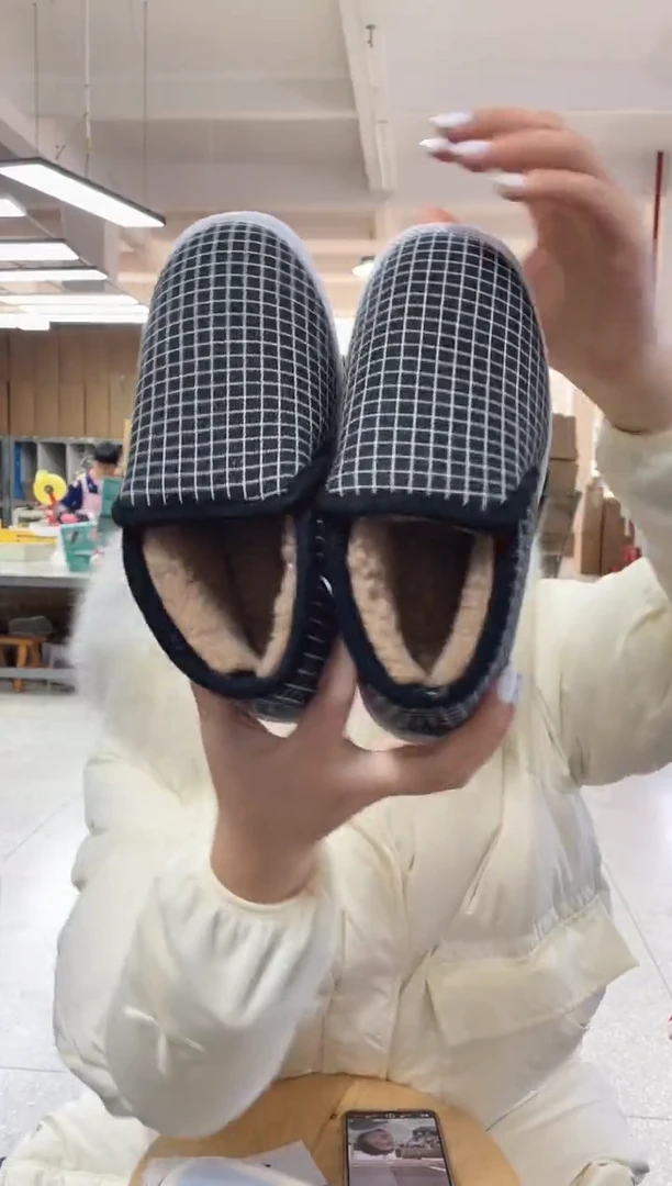 3-15黑格棉鞋38码25号