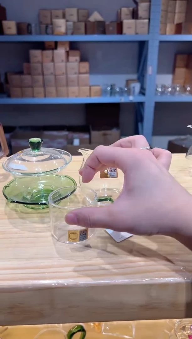 禾器-畅然茶海-湖绿色+荷叶盖碗-湖绿色+清禾杯湖绿色1只