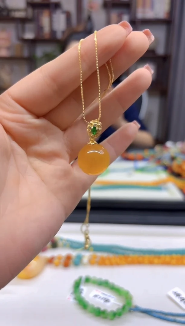 【闪购商品】碧玺猫眼吊坠(赠链)银S925镀金镶嵌D276