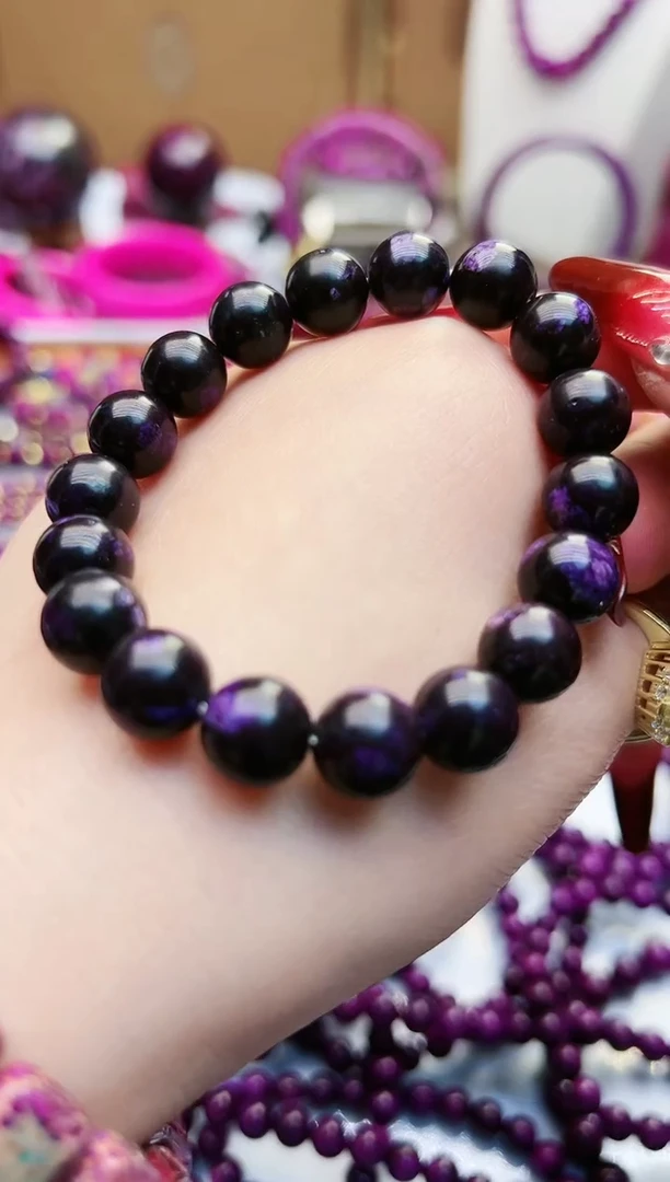【闪购商品】苏纪石（舒俱来）手链未镶嵌黑舒紫樱花孤品手链10MM