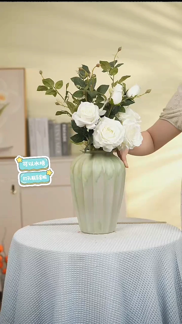 绿野仙踪八角瓶景德镇高端陶瓷花瓶家居水培插花瓶