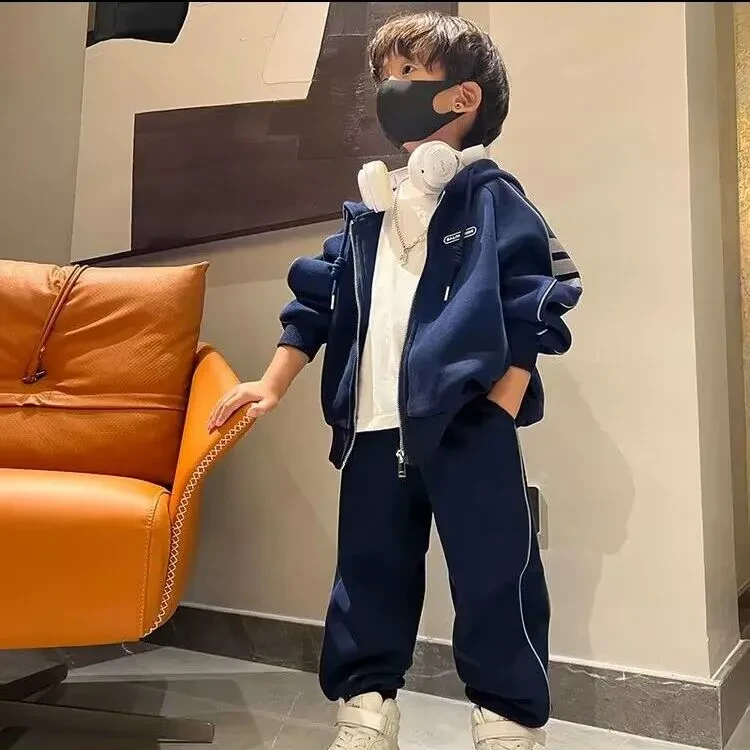 2025春季儿童套装运动洋气时尚连帽中大童帅气秋款儿童节