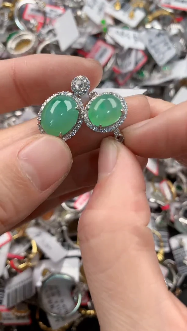 银S925镶嵌戒指翡翠666   10