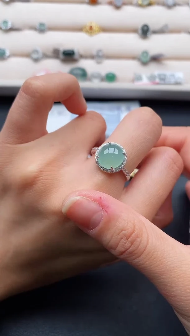 银S925镶嵌戒指翡翠666666+1