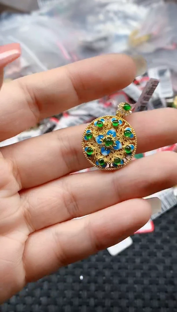 银S925镶嵌戒指翡翠天然A货缅甸翡翠