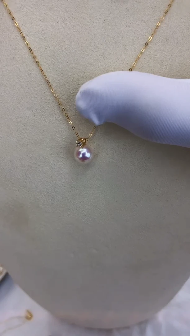 18K金镶嵌GD海水珍珠 GD017 7.5-8 王妃款吊坠