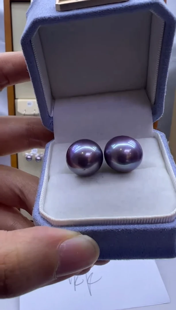 未镶嵌耳饰淡水珍珠紫耳钉
