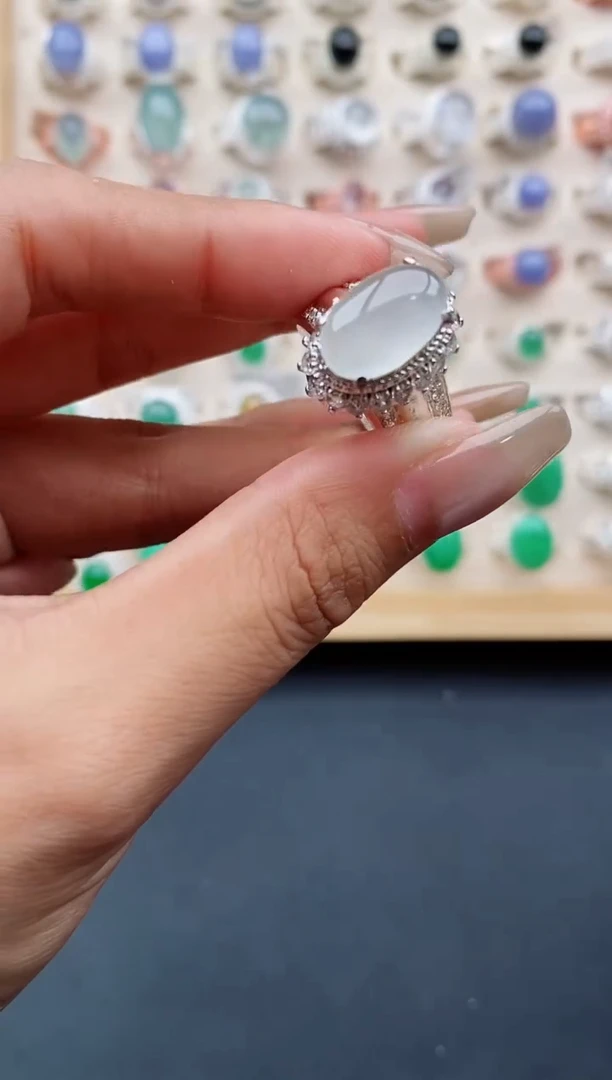 翡翠戒指未镶嵌缅甸天然A货翡翠1111  6-10