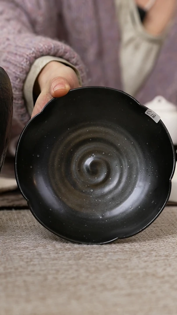 【闪购商品】/C18纯手工樱花盘-黑（6.5寸）