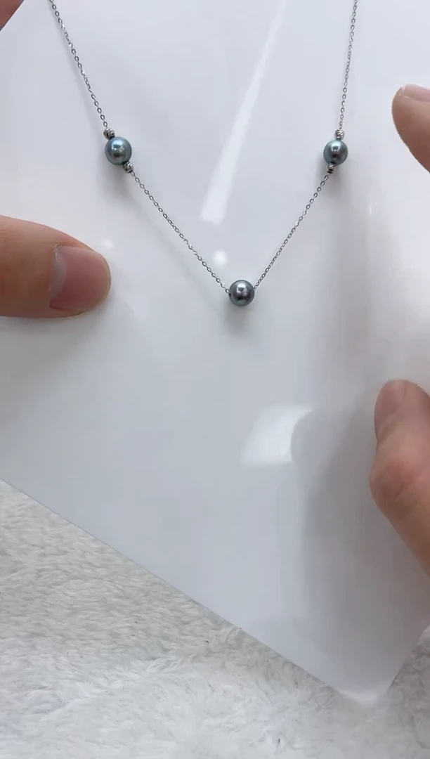 【闪购商品】海水珍珠套链银S925镶嵌海水珍珠项链