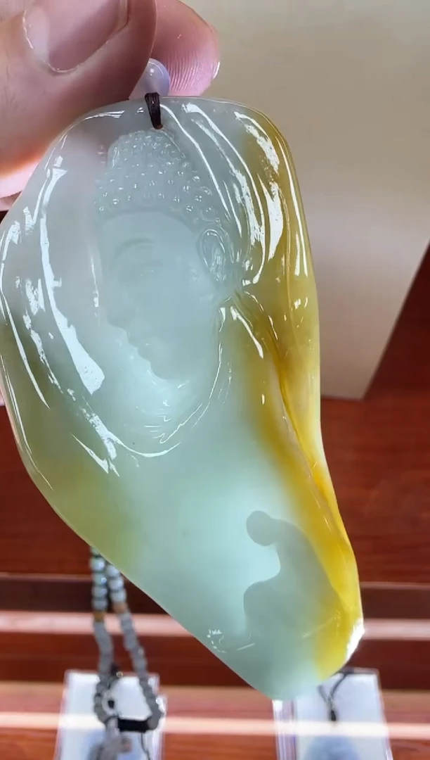 未镶嵌挂件翡翠A货翡翠孤品国雕谢林工