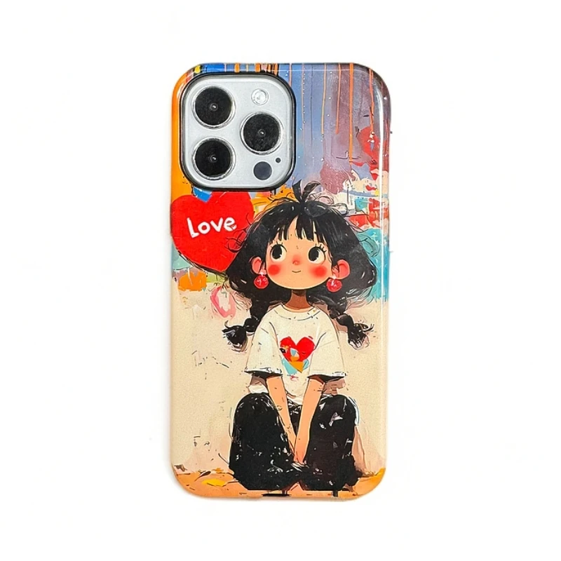 菲林二合一手机壳【油画女孩】适用于苹果/华为保护套