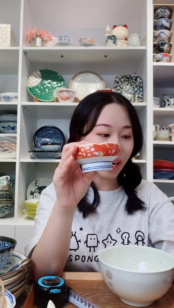 陶瓷【微瑕】红色高脚小碟