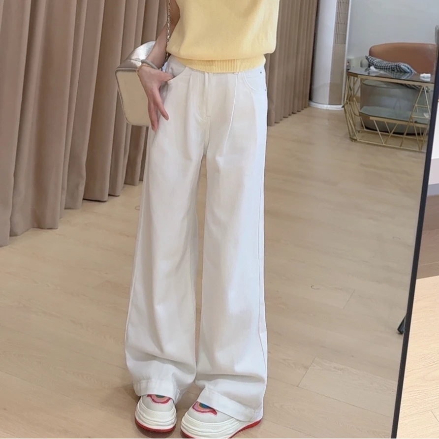 奈奈妮【净界牛仔】90窄版直筒拖地牛仔裤高腰穿搭显瘦8810