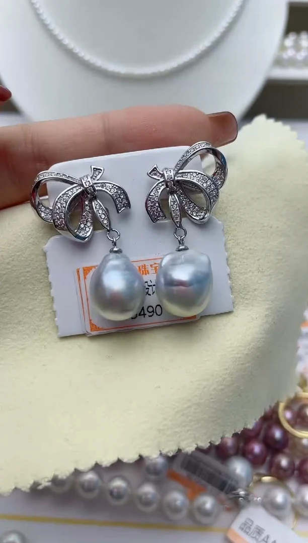 【闪购商品】海水珍珠耳饰银S925镶嵌W46