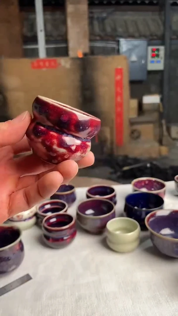 刘*钧瓷炭烧主人杯葫芦杯