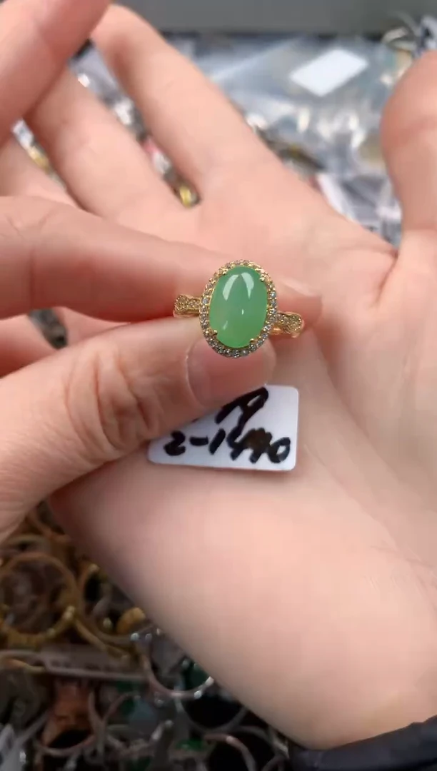 银S925镶嵌戒指翡翠444   4