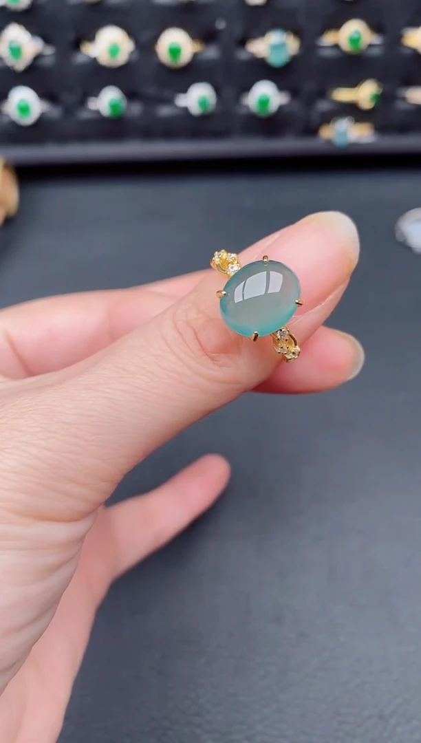 银S925镶嵌戒指翡翠天然a货翡翠25