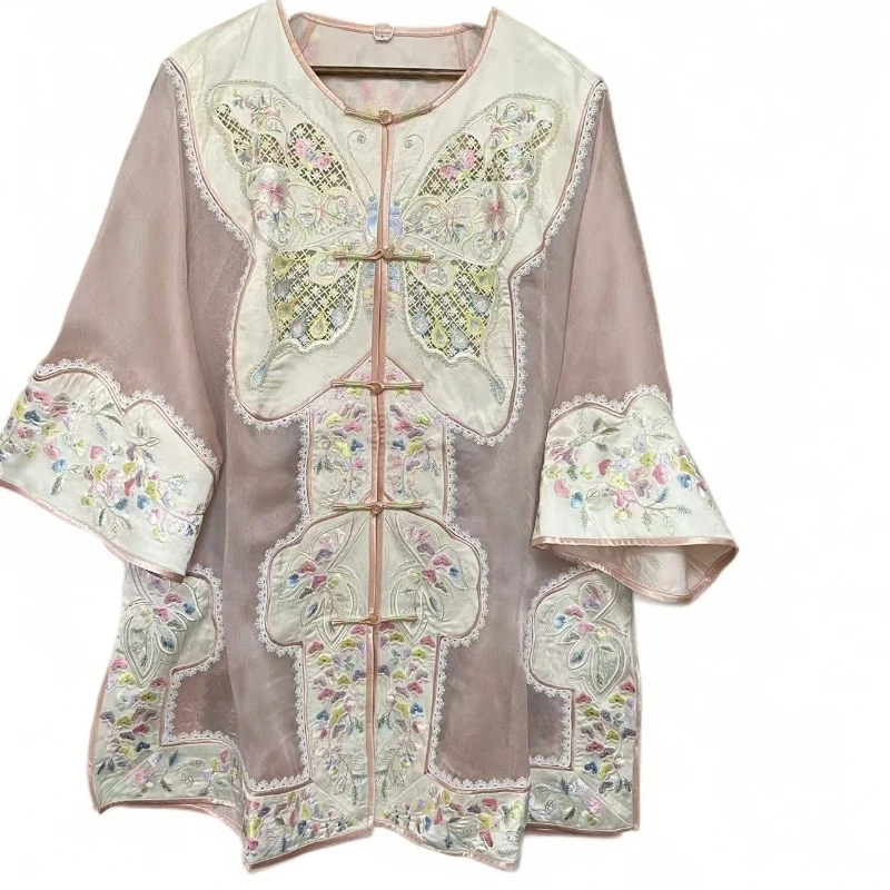 瑜玥传琦原创新款大蝴蝶如意欧根纱上衣