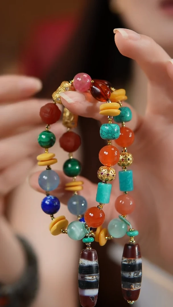 玛瑙/玉髓手链合金多宝手串