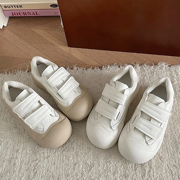 厚底增高板鞋女2025春秋新款百搭小白鞋魔术贴韩版ins时尚休闲鞋