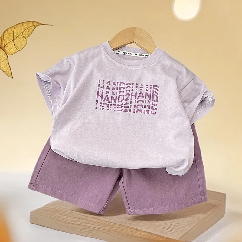 休闲韩版夏季薄款男童冰丝短袖套装夏款洋气上衣时尚宽松运动小童