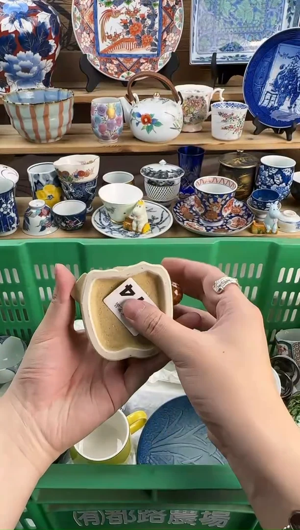 瓷片潘*青花手绘釉下彩   974