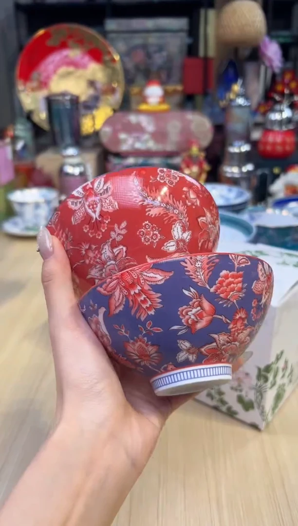 100瑰宝锦绣饭碗套二（暖橘+烟紫）