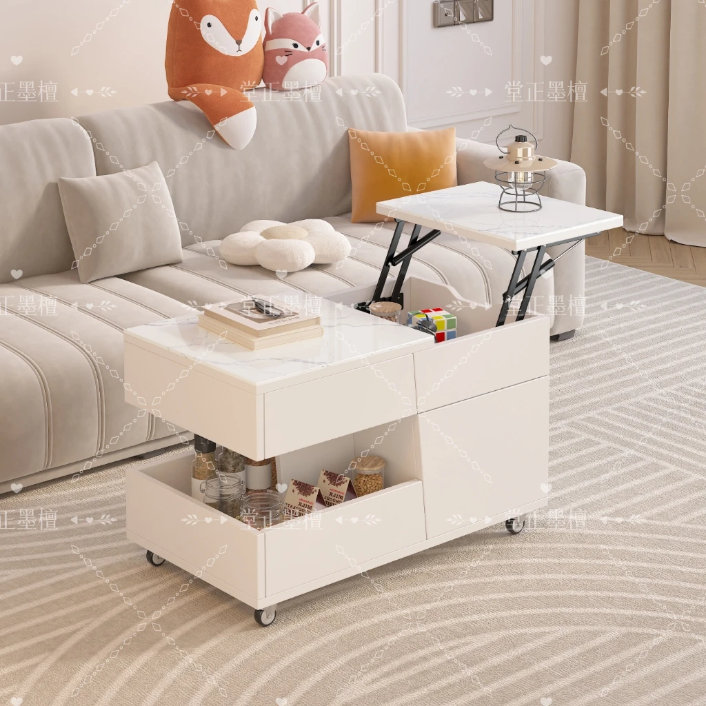 实木中古风可移动边几带轮茶几卧室客厅沙发家用床头升降桌