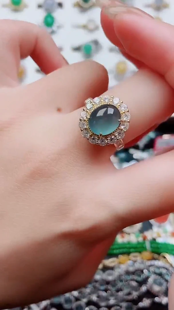 银S925镶嵌戒指翡翠106