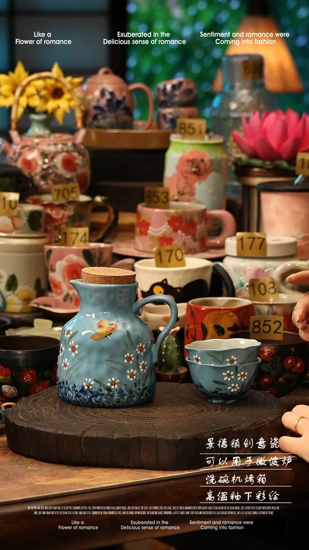 陶瓷景德镇高温釉下彩手工手绘款式