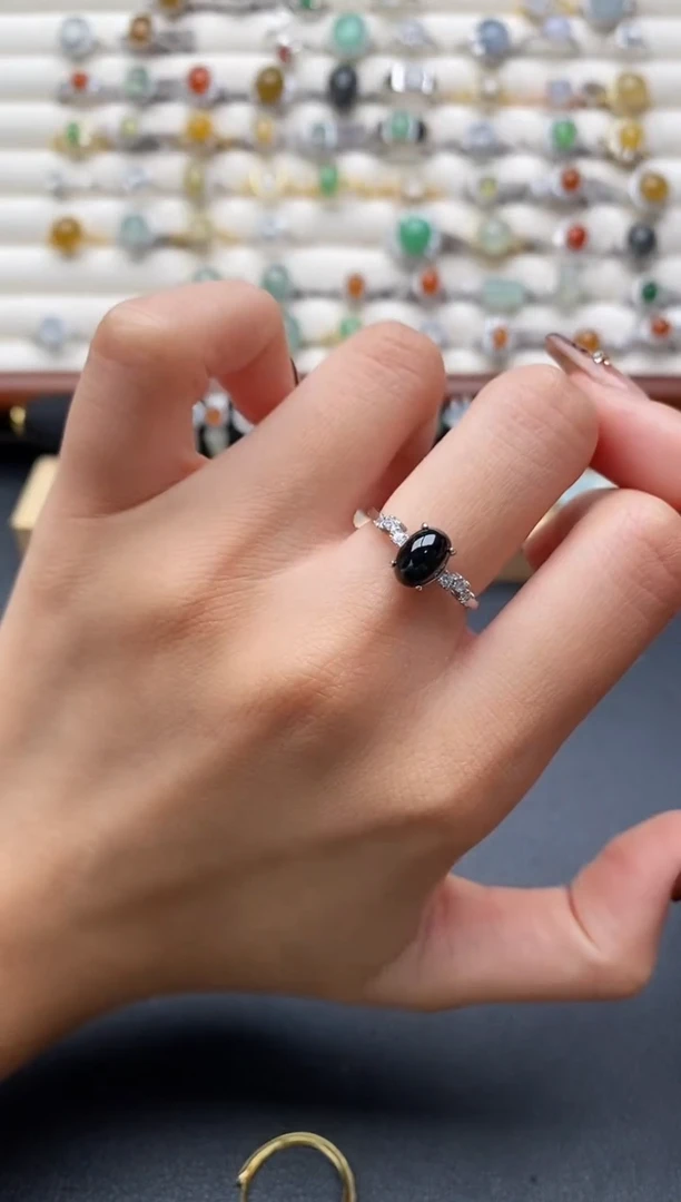 银S925镶嵌戒指翡翠22222222+4