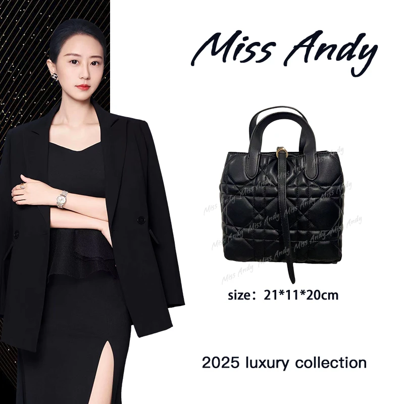 【Andy甄选】QYX-9898-黑色迪家新款单肩斜跨真皮女包