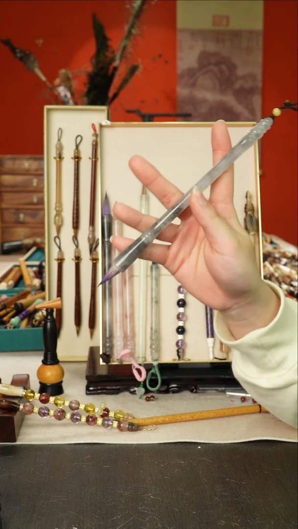 343号闪孤品高货毛笔链接 清水试笔 蘸墨不退