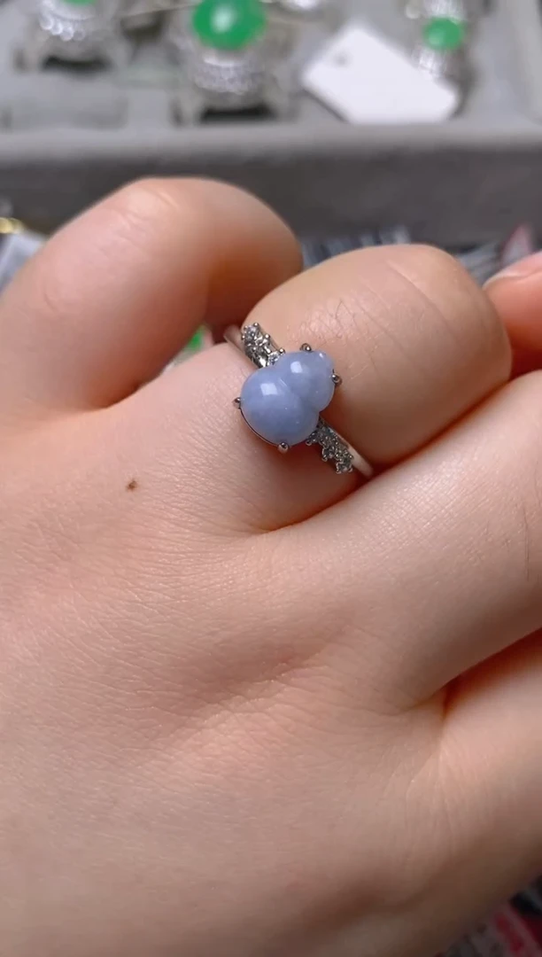 银S925镶嵌戒指翡翠白内无证书