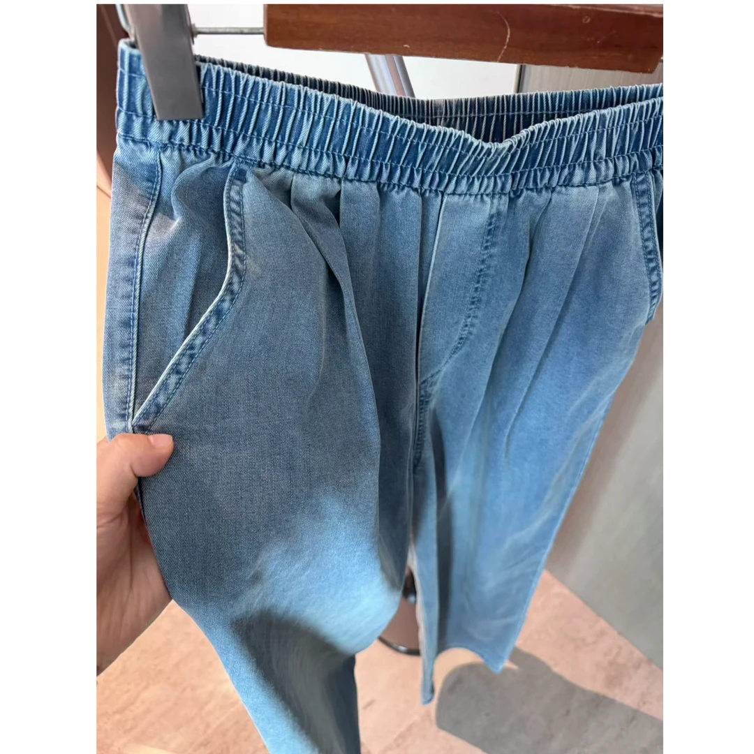 显瘦垂感莱赛尔天丝宽松慵懒松弛感阔腿牛仔裤