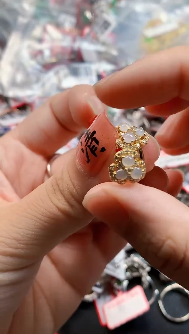 银S925镶嵌戒指翡翠天然A货缅甸翡翠