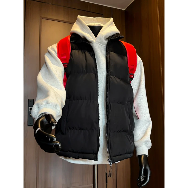 黑色马甲棉服男女春秋款加厚保暖潮牌韩版背心外套搭配卫衣棉坎肩