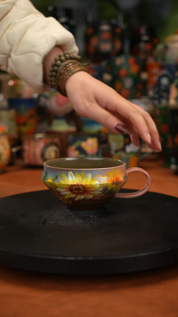 紫砂油画 手绘釉下彩