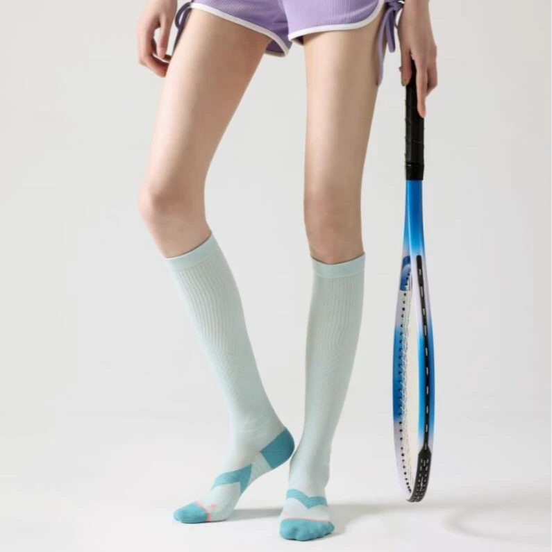 长筒小腿压缩袜子毛巾底加厚防滑运动袜子跑步骑行羽毛球压力袜