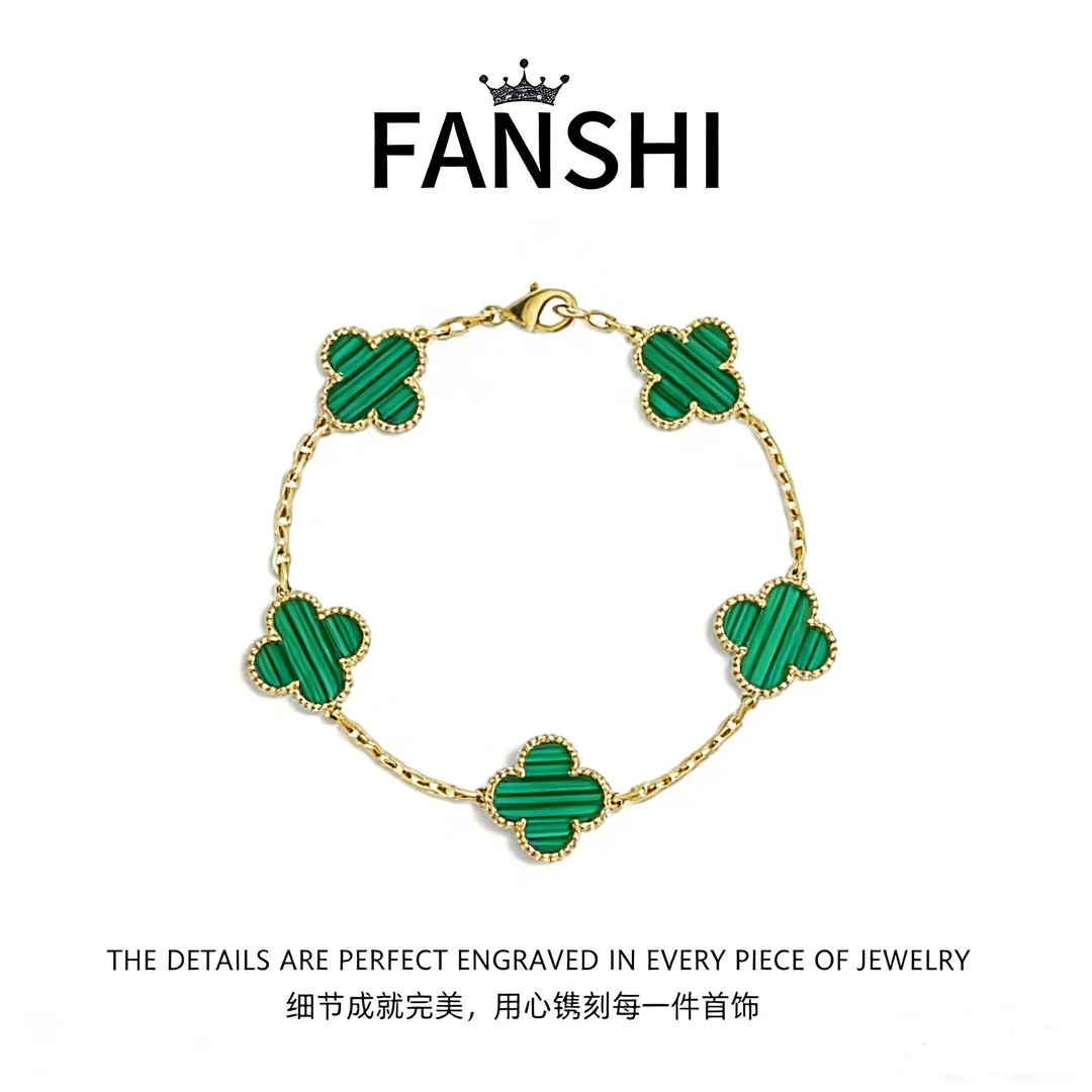 手链 绿色花卉女手链法式千金风吊坠小众镶钻简约风饰品