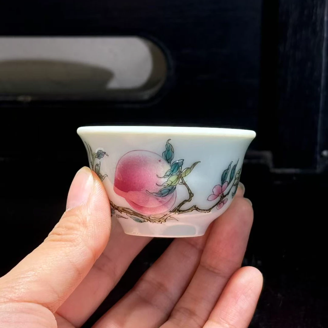 YZT-3703[学茶严选]内吹绿单桃小压手杯 陶瓷