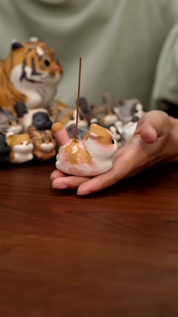 紫砂摆件嘟嘟的香插