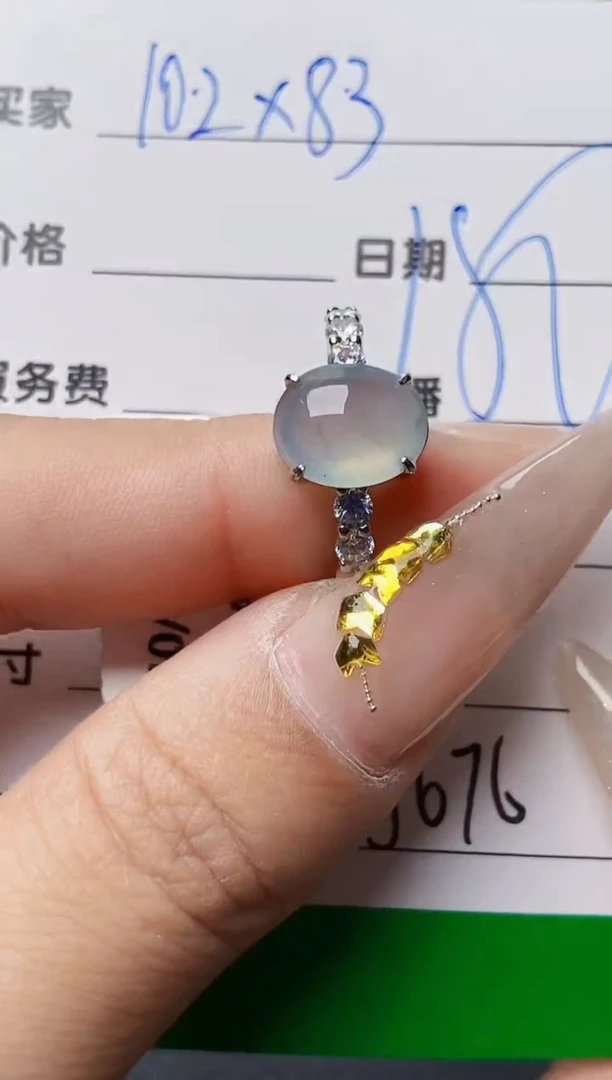 银S925镶嵌戒指翡翠5676